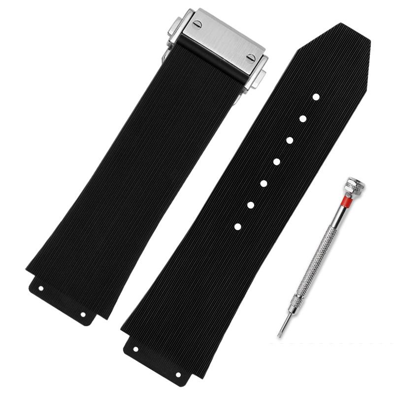 

25*19мм Резиновый ремешок для часов для HUBLOT BIG BANG Силиконовый 17x25мм Водонепроницаемый Мужской ремешок с застежкой-бабочкой Инструмент Ремешок для часов Браслет 25mm-19mm