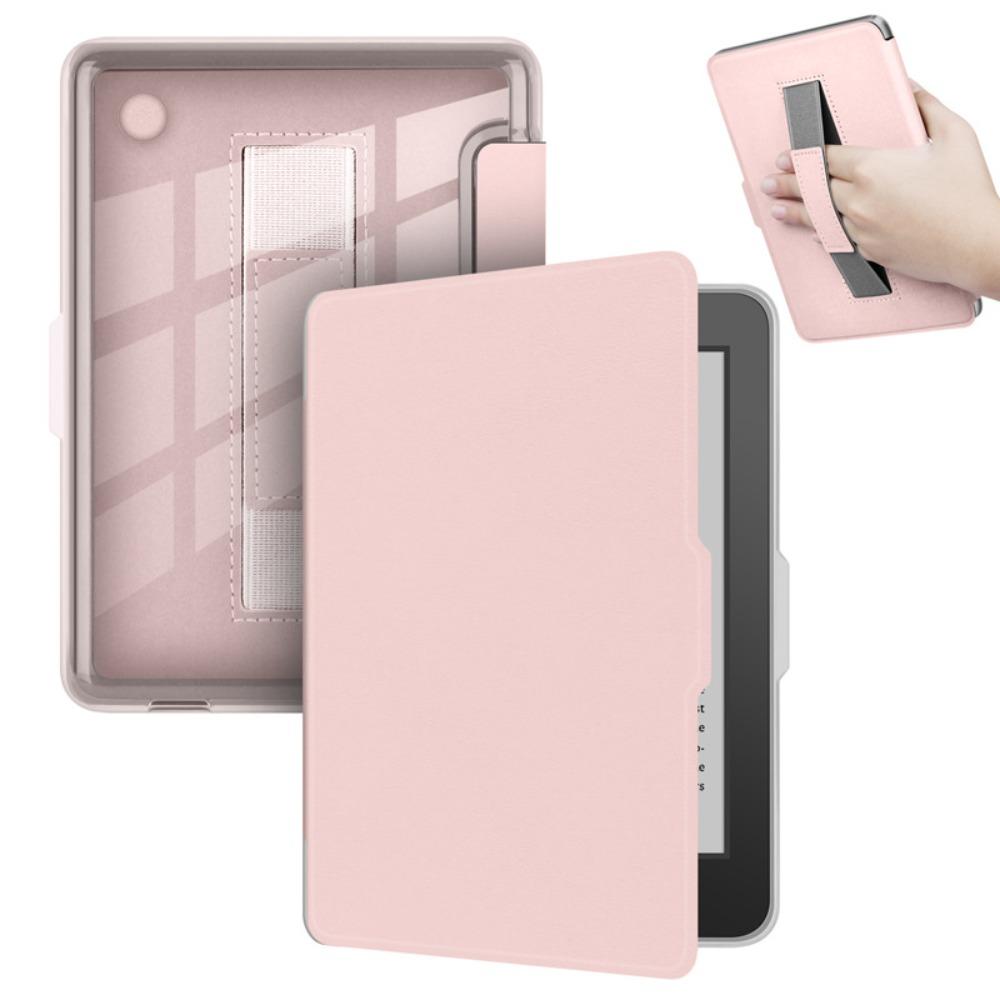 6 inch Case Auto Wake/Sleep with Hand Strap Protective Shell Leather Clear Back e-Reader Cover for KOBO Clara Color/2E/BW