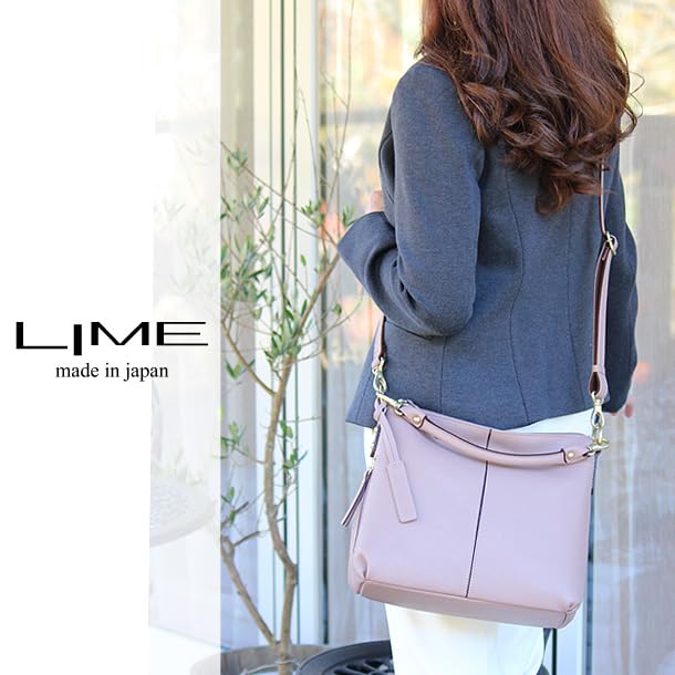 LIME made in Japan genuine leather shoulder bag L1801 lavender ladies 2way handbag leather made in Japan lime zip shrink
