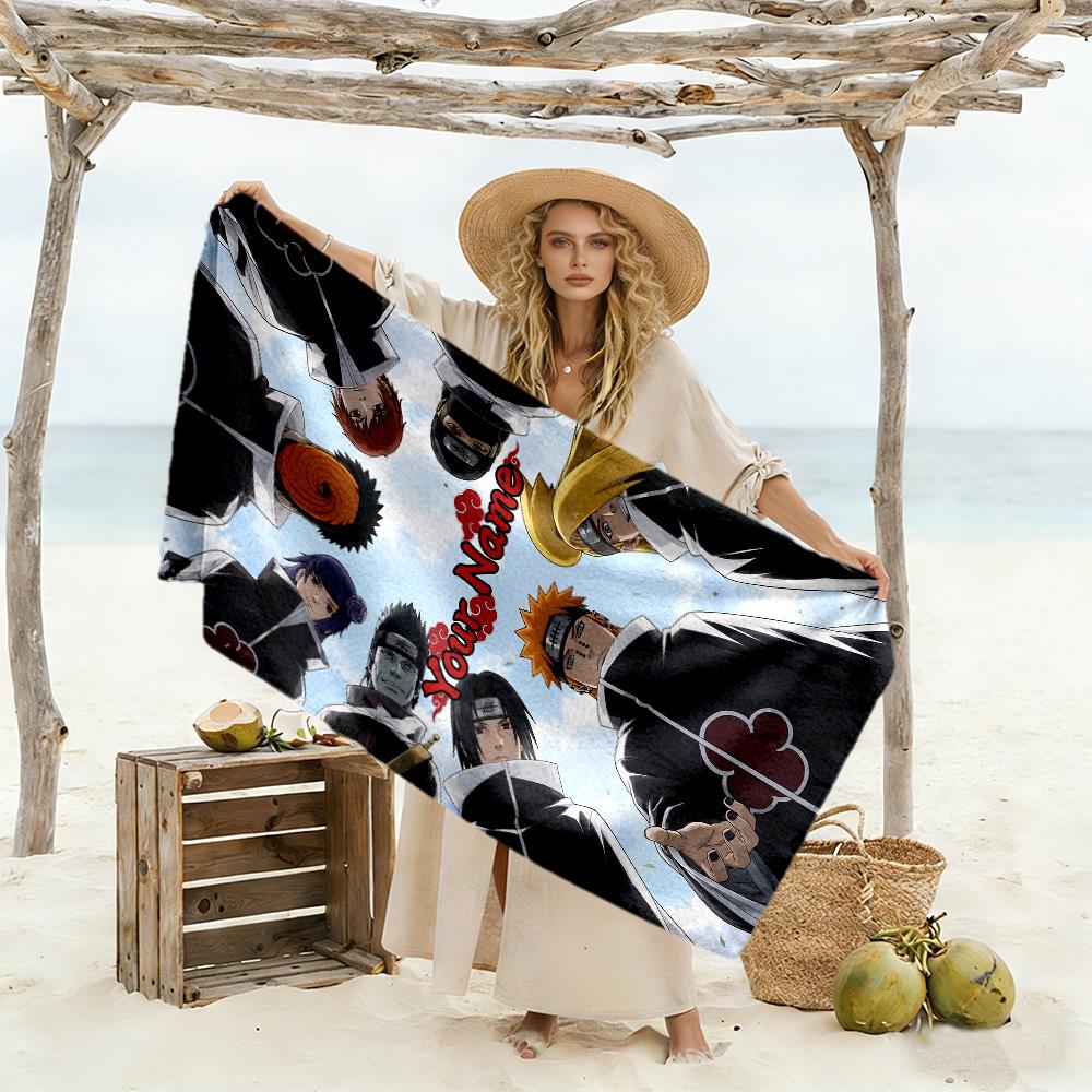 Naruto Character Customized Name Beach Towel High Absorbency & Quick-Dry Perfect for Traveling Yoga Camping and Swimming