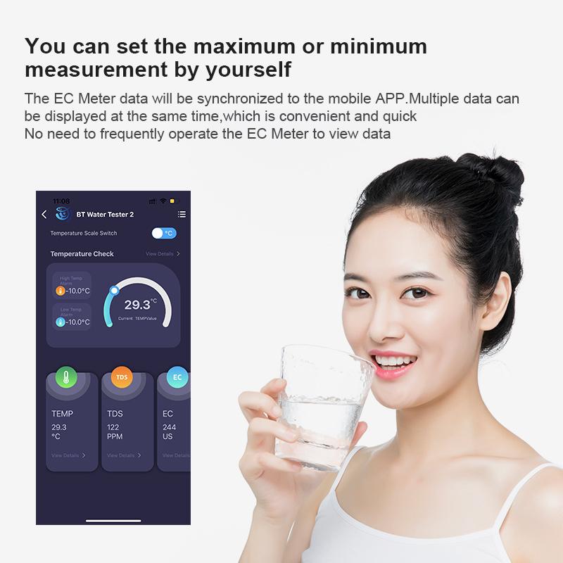 Bluetooth WIFI TDS EC Salinity SG Temperature PPM Meter Water Quality Tester for Drinking Water Aquariums Pool