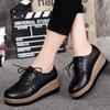 Women Oxford Shoes Flat On Platform Casual Shoes Frenum Leather Shoes Sewing Round Toe  Mujer