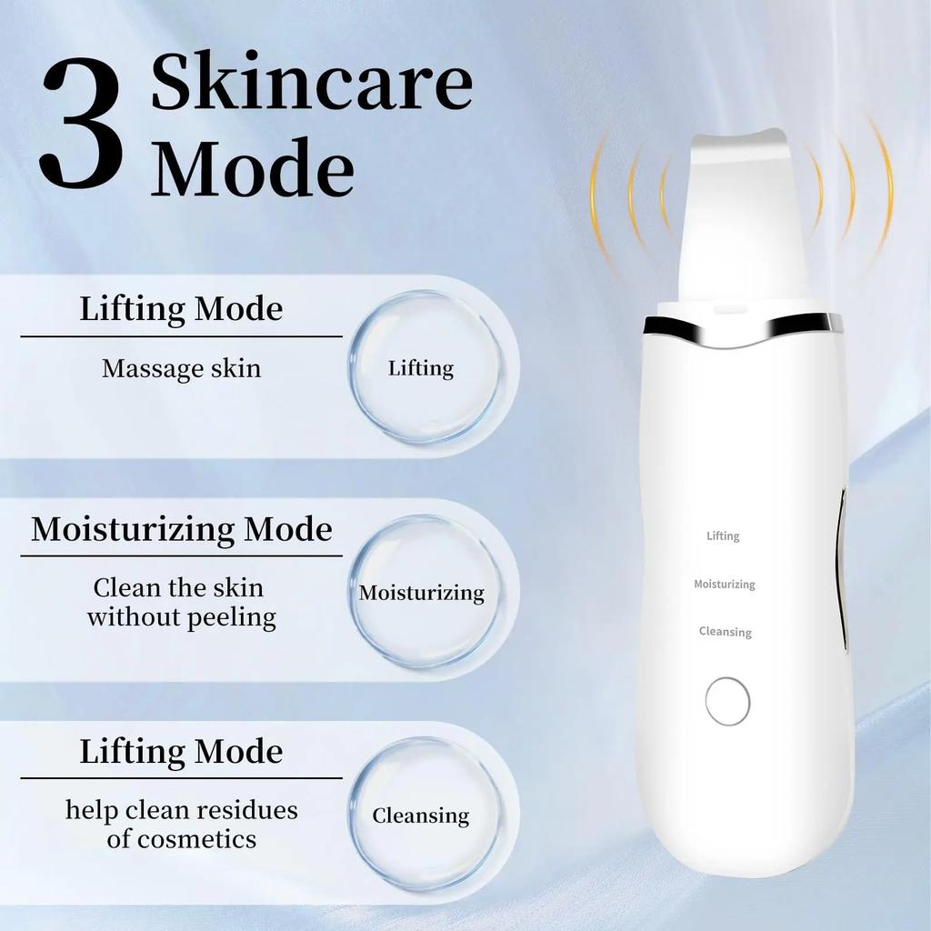 Deep Vibrate Ultrasonic Skin Scrubber Scrubber Deep Vibrate Facial Cleaner Shovel Face Scrubber Peeling Black Head Remover Facial Massager