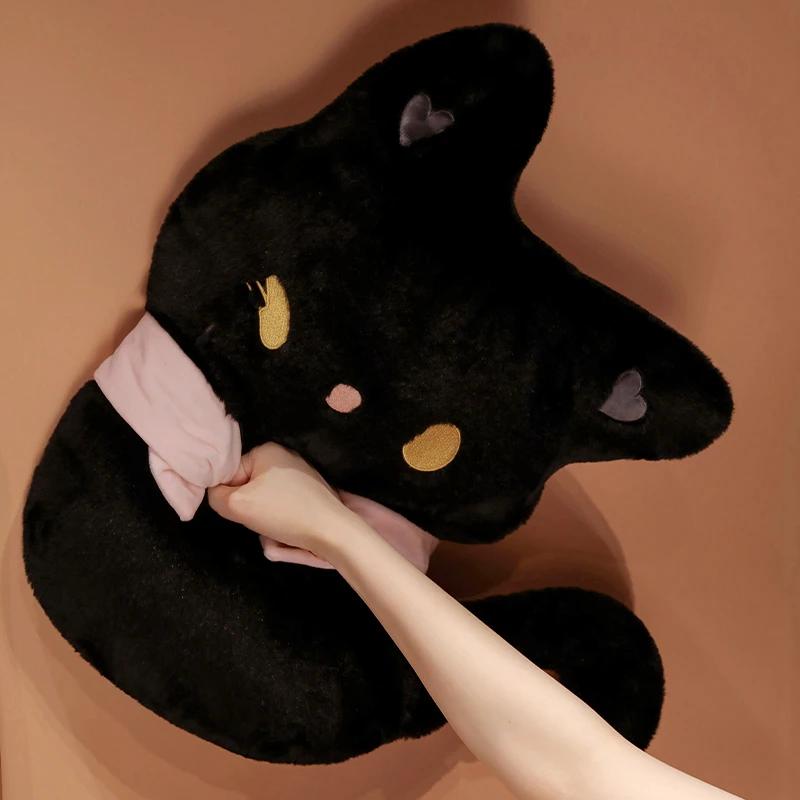 38/55CM Small Cuddly Black Scarf  Cat Plush Doll Cartoon Stuffed Round Ball Cat Plushie Girl's Bag Keychain Pendant Toys