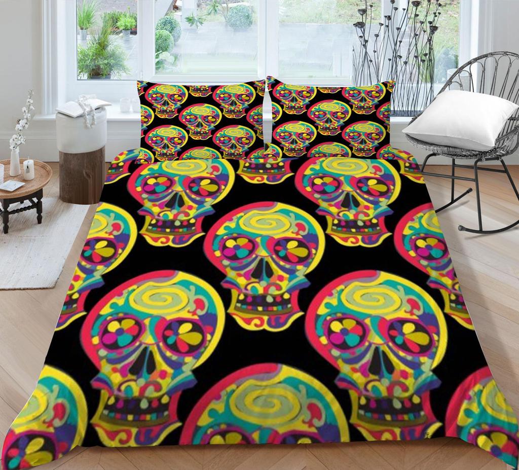 Quilt Cover 3D Printing Skull Home Bedclothes with Pillowcase King Double Size Soft Bed Set Luxury Duvet Cover