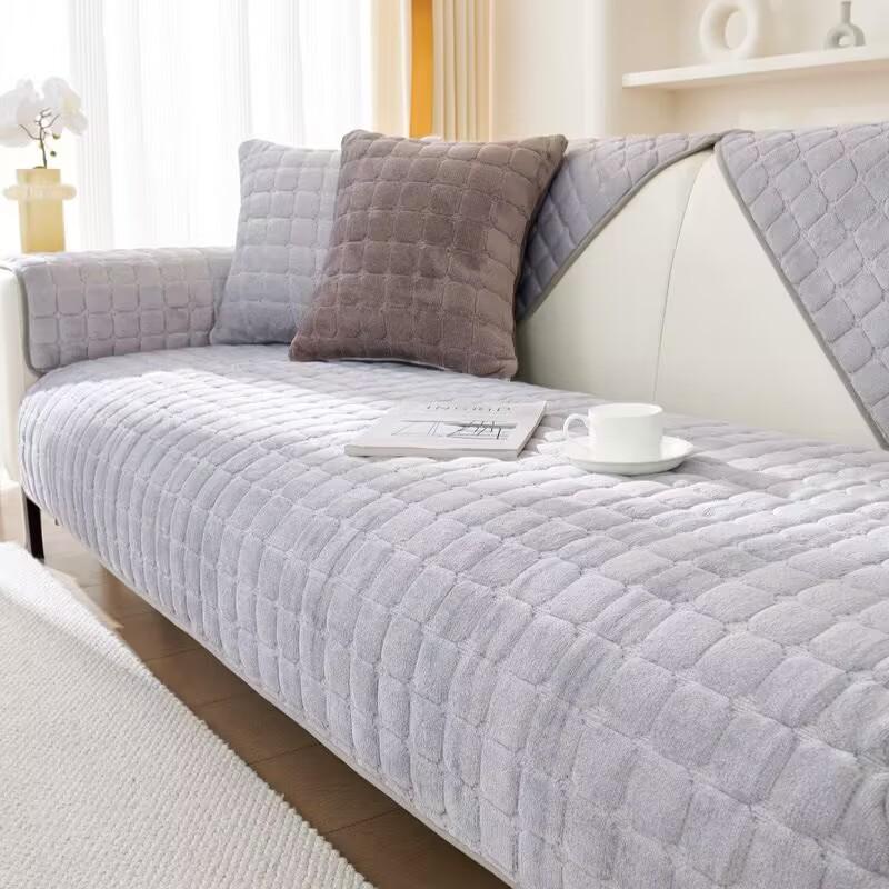 Плюшевые чехлы на диван подушка для дивана универсальный чехол на четыре сезона нескользящий зимний чехол для дивана 7070CM серебряный 977₽