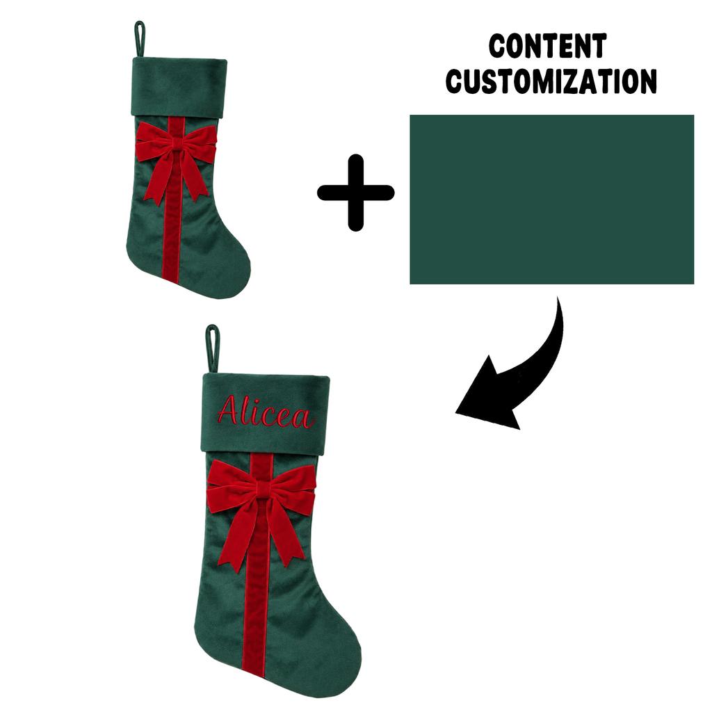Embroidered Velvet Christmas Stocking With, Kids Candy Gift Bag for Fireplace Hanging