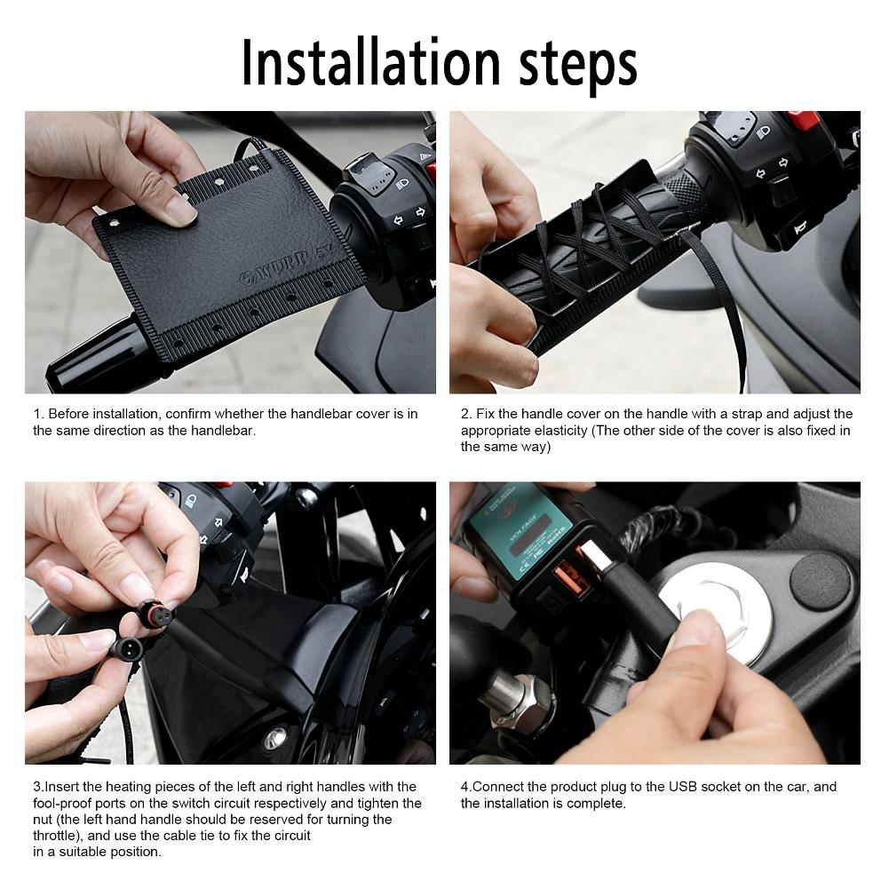 5V Motorcycle Handlebar Heated Pad Winter Heating Grip 3 Heat Waterproof Electric Handlebar Grip USB Heater Scooter