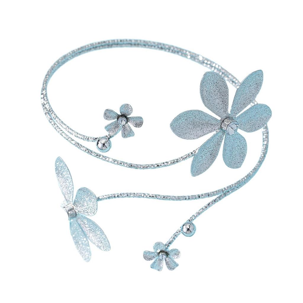 Temperament Retro French Flower Arm Ring Geometric Line Rhinestone Flower Upper Arm Bracelet Female Niche