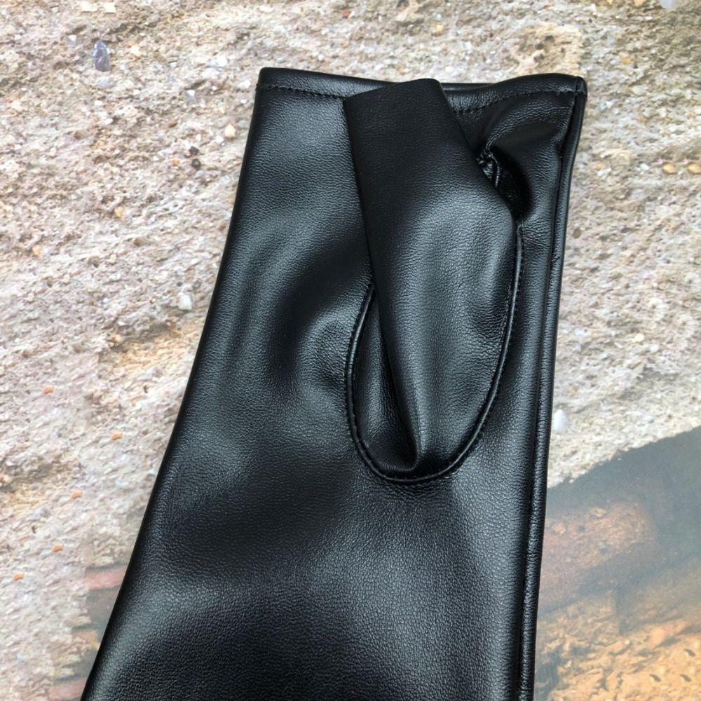 Long Arm Warmer Fingerless Gloves Black Women Gloves PU Leather Gloves Dance Performance