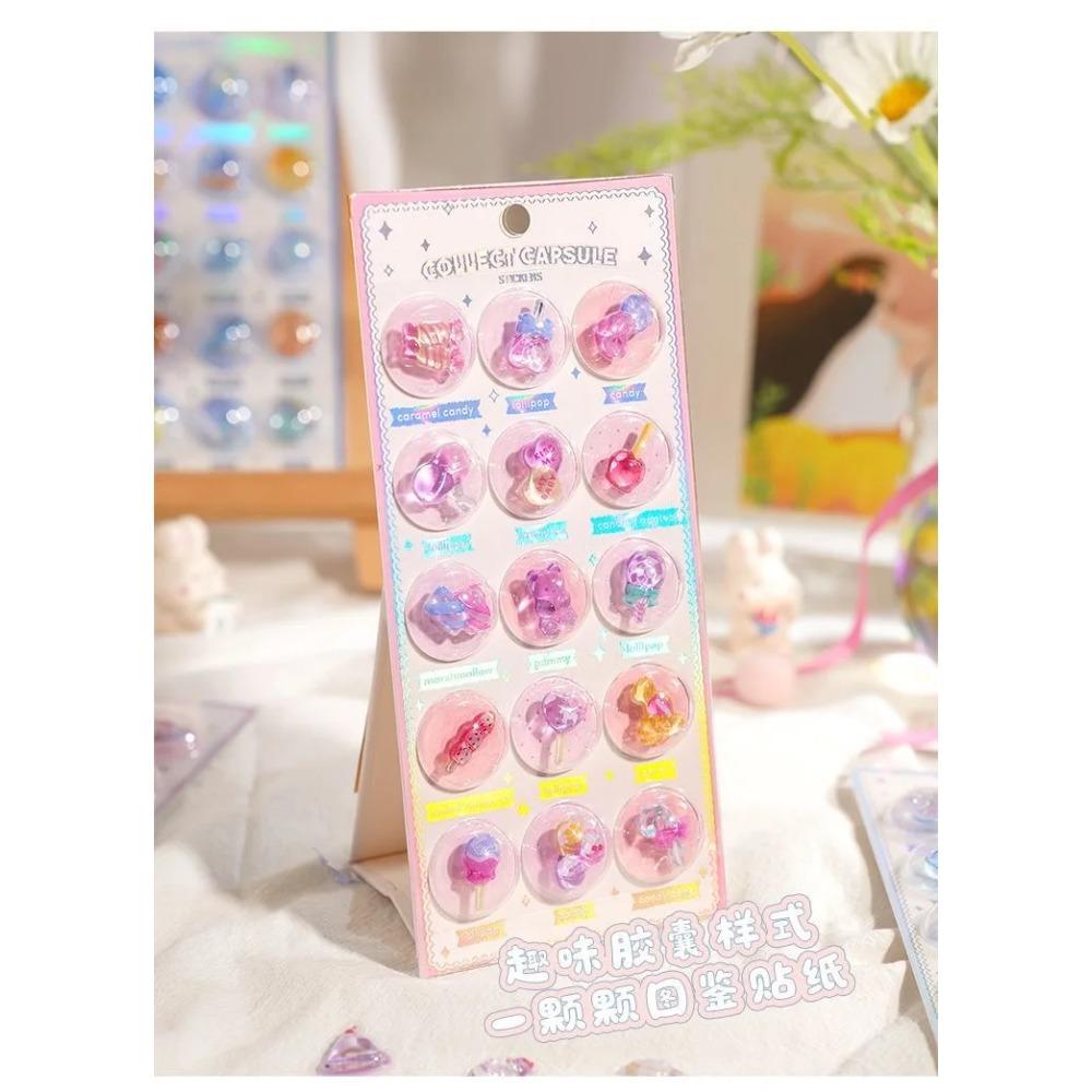 3 Pcs/6 Pcs Random 3D Creative Space Food Cartoon Round Relief Stickers Scrapbooking Diy Journal Cute Stationery Sticker