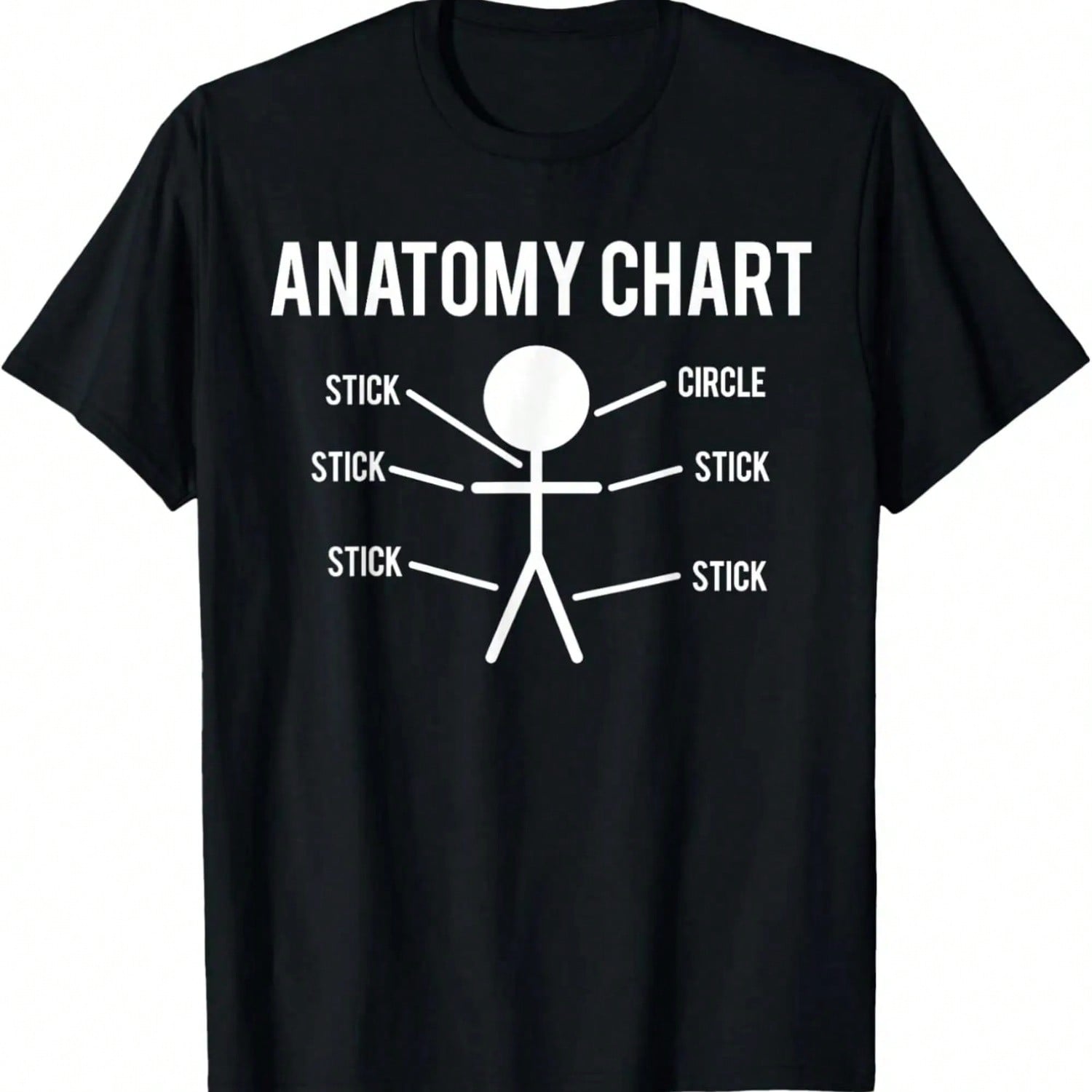 Stick Figure Anatomy Chart_ Stick Circle Funny T-Shirt T-Shirt,100% Cotton S разноцветный