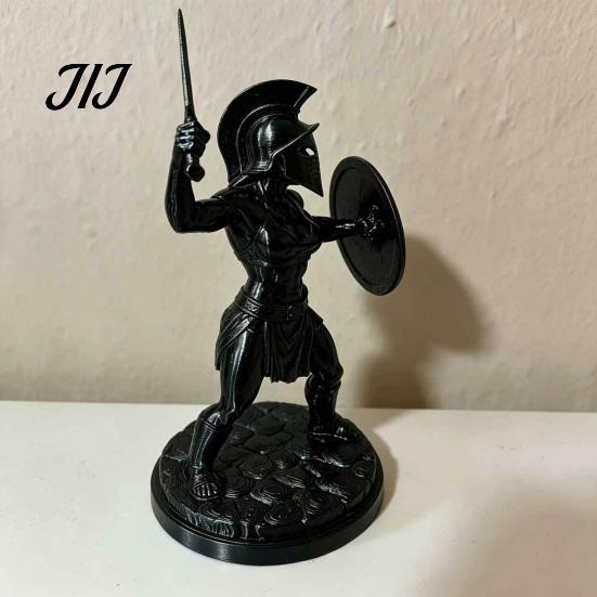Detailed Muscle Armor Figurine 3D Printed Female Gladiator Statue, Spartan Woman Warrior with Collectible Statue Shield, Historical Desktop