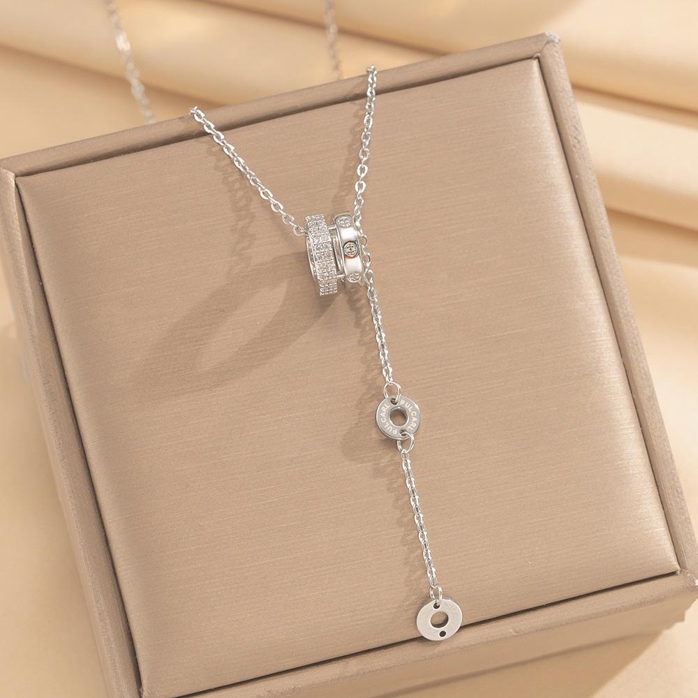 Women's Slim Titanium Steel Necklace - Luxury Inlaid Clavicle Chain