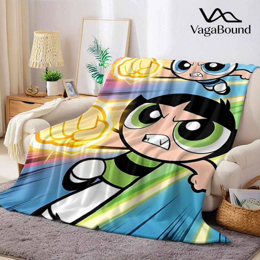 The PPowerpuffS GGirls Flannel Blanket Warm Soft Halloween Christmas Couch Warm Cozy Decorative Decor Gift for All Season