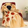 Funny Cute Puppy Eating Pizza Vintage Animal Blanket For Soft Throw Blanket for Picnic Bed Sofa Home Bedroom CozyWarmComfortable
