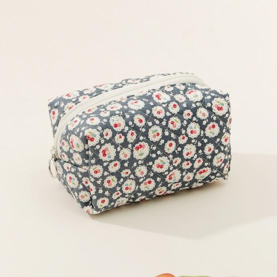 Cute Cherry Makeup Pouch Small Quilted Cosmetic Organizer Aesthetic Puffy Travel Toiletry Bag Cotton Pencil Purse with Zipper for Women Girls