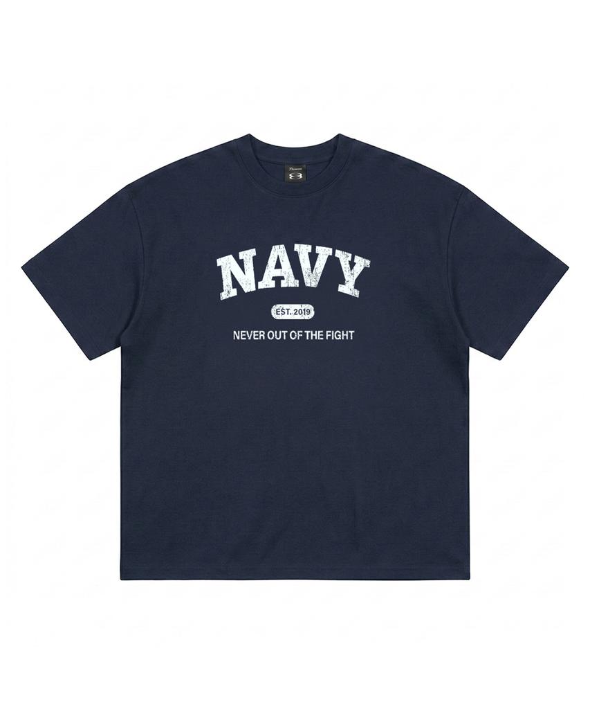 PHERMENON Oversized Navy Short Sleeve T-Shirt - Navy