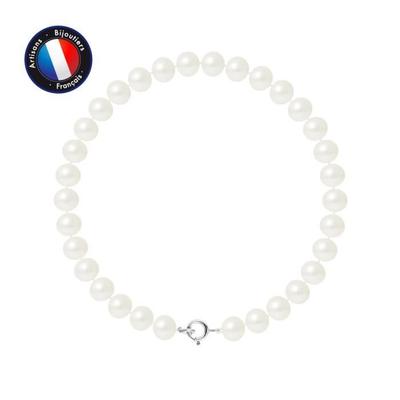 Bracelet - - Genuine Freshwater Cultured Pearl 6-7 Mm - 925 Silver - Length 18 Cm - Women