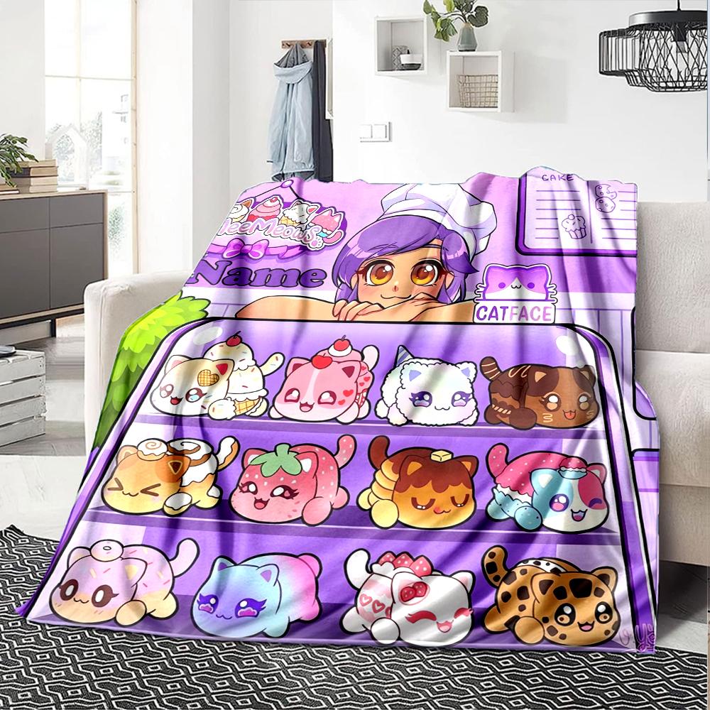Coperta Stampata a Tema Aphmau con Nome Personalizzato - Perfetta per Divano, Letto, Viaggi e Uso Esterno | Lavabile in Lavatrice, Accogliente e Resistente.