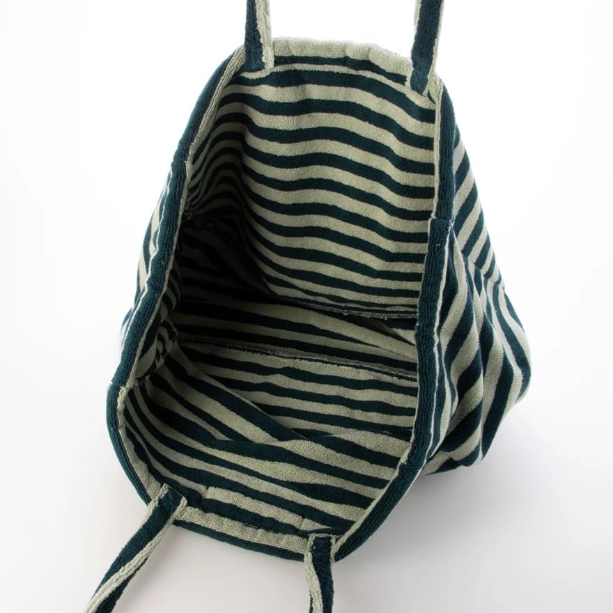 BONGUSTA NARAM WOCHENENDTASCHE, eine große, Damen-Tragetasche aus leichtem Baumwoll-Frottee mit Streifen (BON27), perfekt für den Sommer, den Strand, den