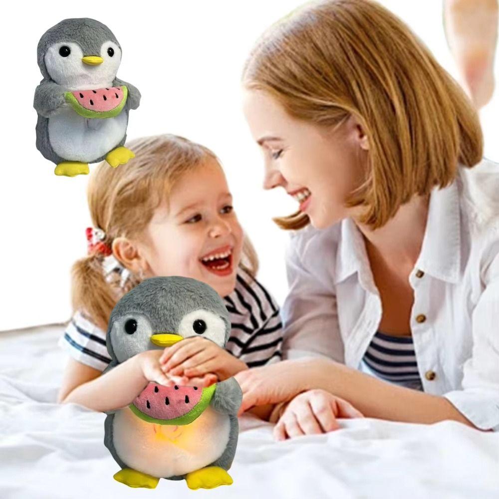 Simulation Penguin Breathing Toy Music Lights Sound Sleeping Doll  Children Gift