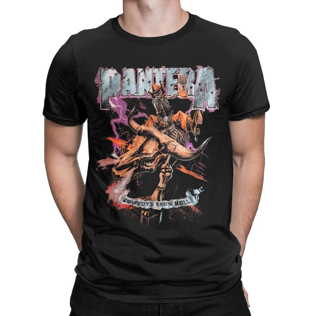 P-Pantera Cowboys From Hell Riding Skeleton Klassisk Rolig Grafisk 100% Bomull T-shirt Toppar