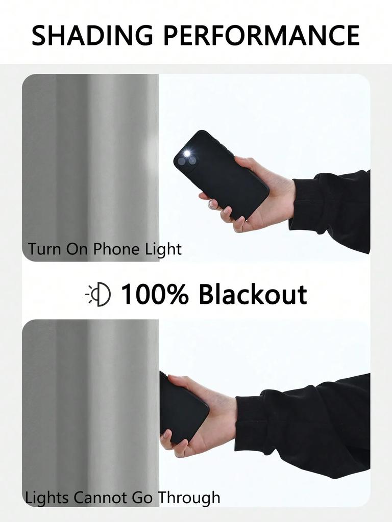 1panel Solid 100% Blackout Curtains with Grommets, Total Privacy Drapes for Bedroom, Living Room, Home Decor