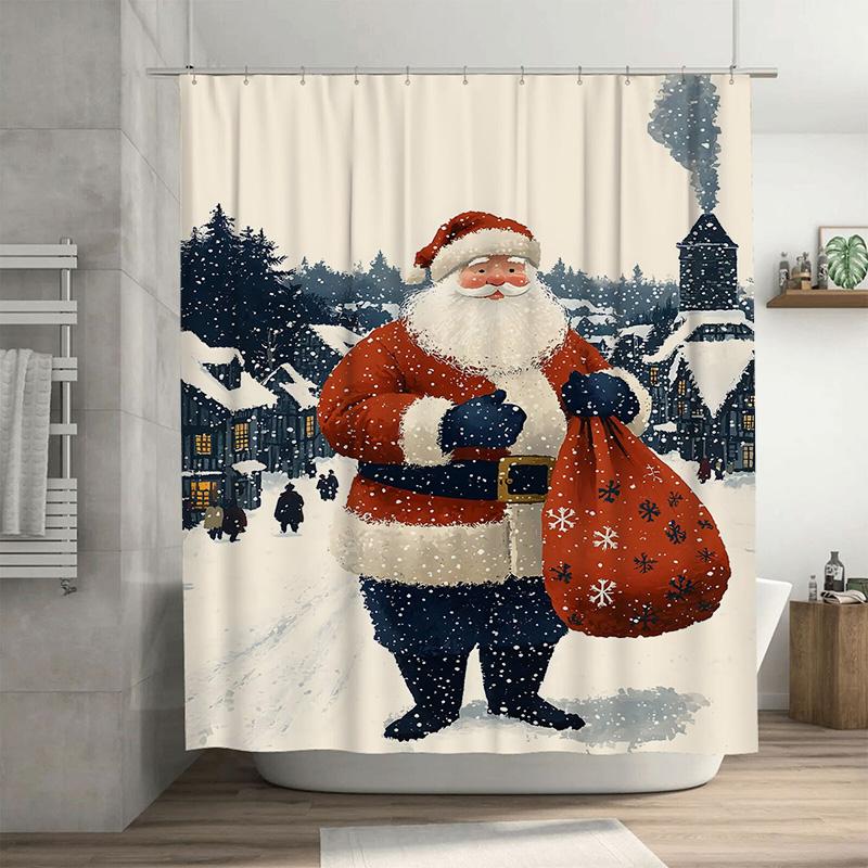 

Tuniu Charming Christmas Santa Claus Shower Curtain Festive Holiday Decor Fun Holiday Bathroom Decor Cute Christmas Gift Idea Ho W60H190(CM)-1 Pcs