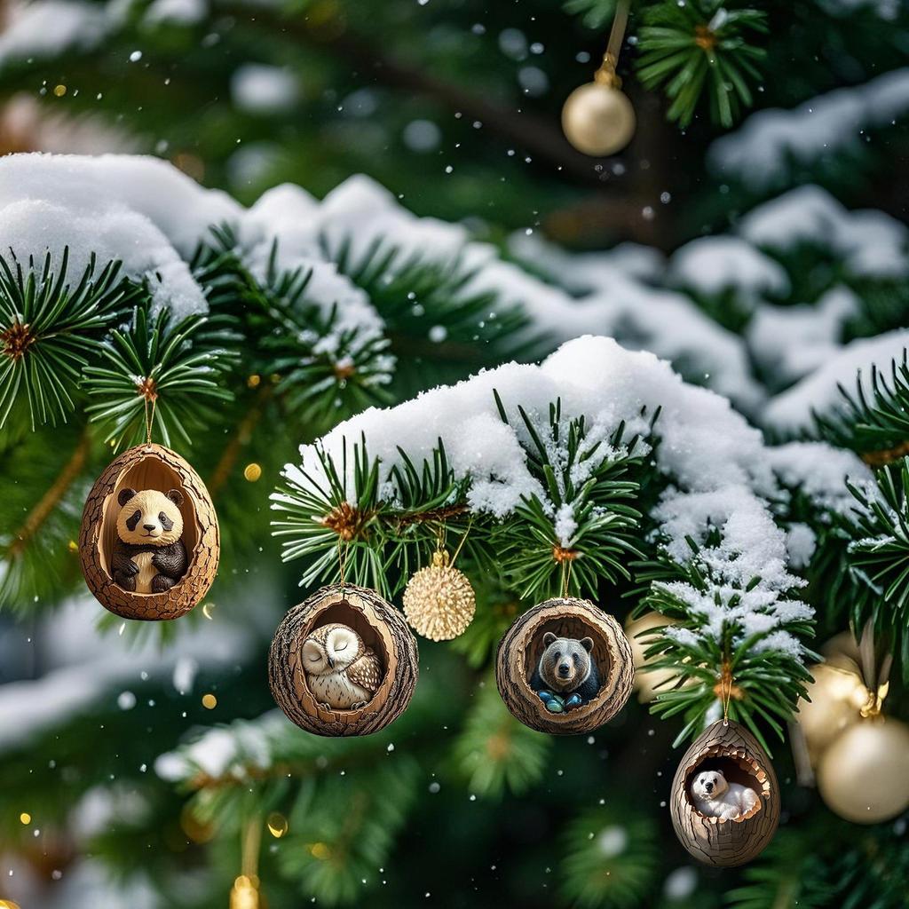 Zwierzęce Ozdoby Choinkowe 2D Płaskie Akrylowe Zawieszki Zwierzęce do Dekoracji Choinki 9 Sztuk Zawieszane