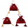 Wine Red Flannel Gift Bag Velvet Chinese Traditional Wedding Gift Bag Drawstring Candy Bag  Guests