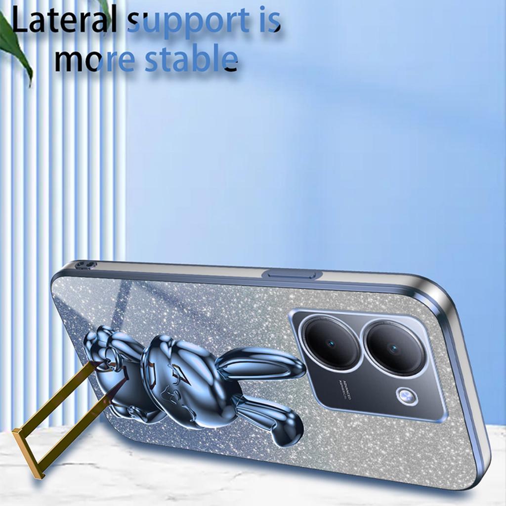For vivo Y78 5G (China)/Y27 5G/Y36 5G/4G (Global) Slim Case Rabbit Design Kickstand PC+TPU Phone Cover