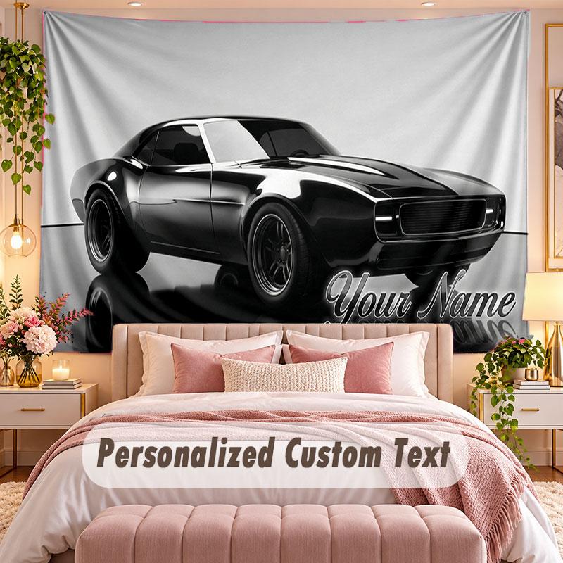 Car Racing (18) Theme Wall Tapestry Customized With Name Text Personalized Hanging Tapestry For Bedroom Living Room Decor