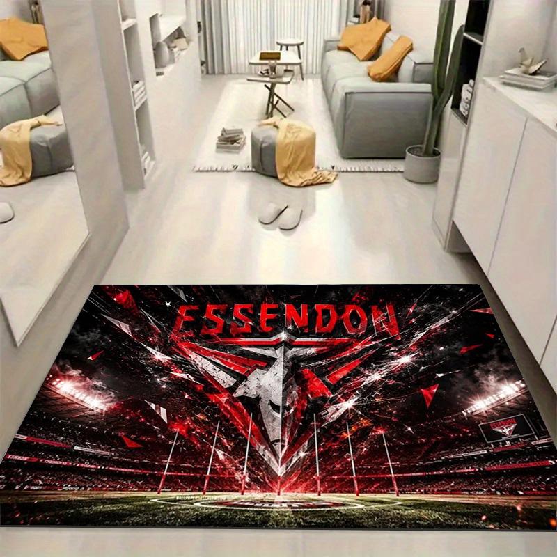Essendon Football Club Stadium Red Flame Bomber Logo Print Area Rug Aussie Rules Football Floor Carpet Sports Fan Living Room Bedroom Home Decor Mat