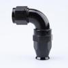 90 Degree Aluminum -8 AN Female To AN8 PTFE Fuel Line Hose Fitting One Piece Full Flow Connector for Teflon Hose, Black