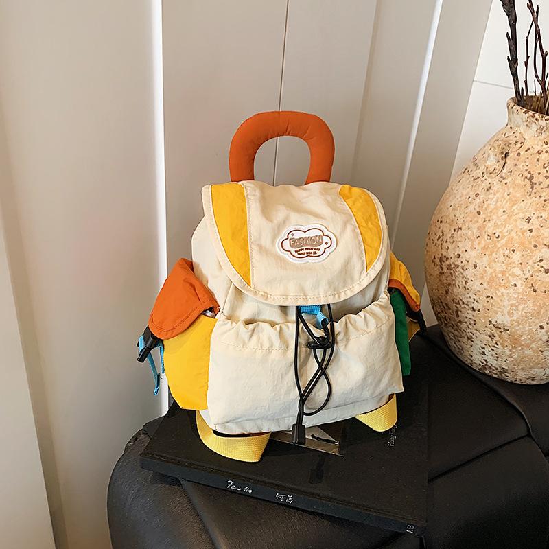 Schüler Kontrastfarbe Schultasche Damen Tasche Trendiger Süßer Rucksack Lässige Große Kapazität Leinwandtasche