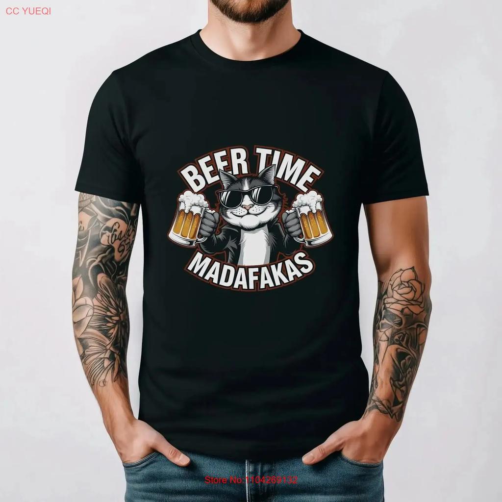Beer Time Madafakas T Shirt Funny Meme Cat Costume For Dad Mom Friends Great Birthday S Lovers Vintage Streetwear Soft