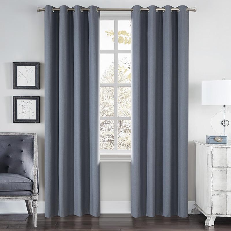 Curtains Full Blackout Plain Perforated Vertical Curtains, Bedroom Living Room Sound Insulation Finished Curtain Fabric