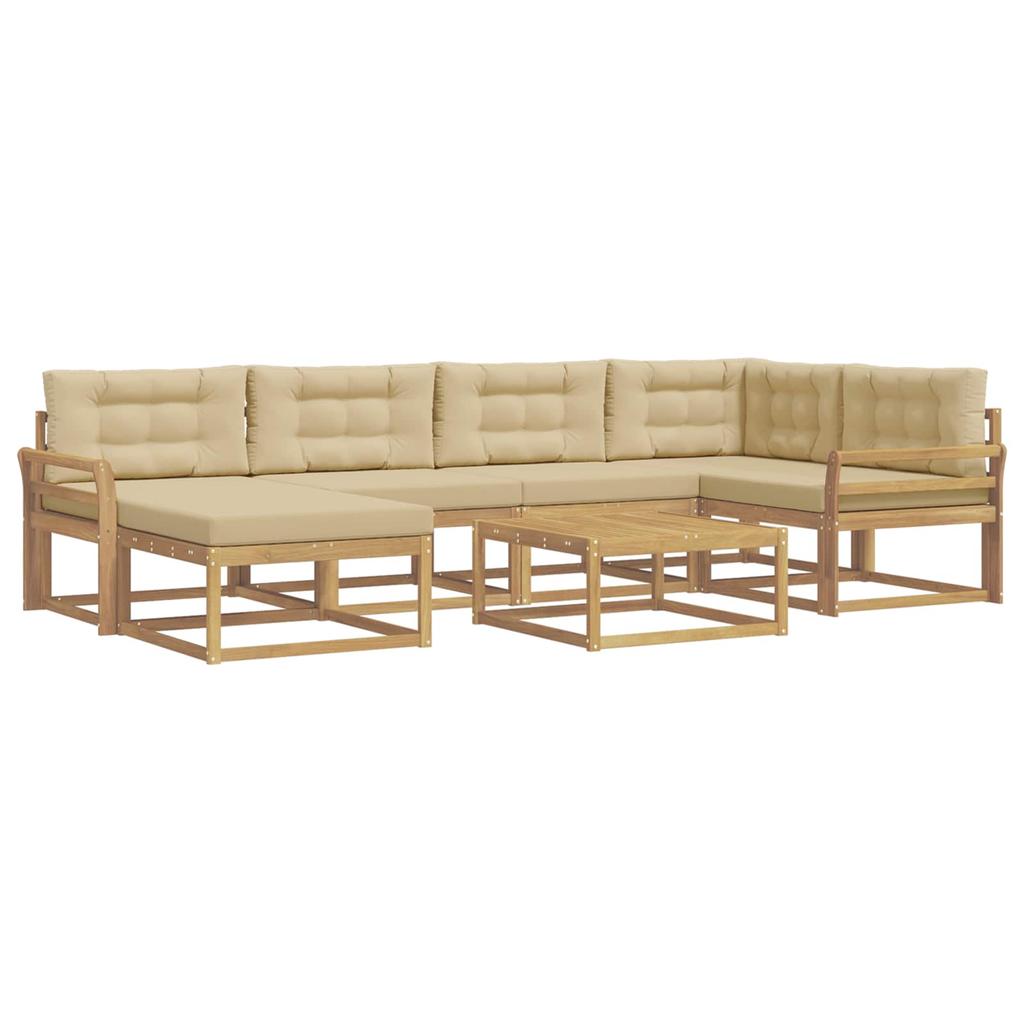 Outdoor Sofa Set 7 pcs White and Beige