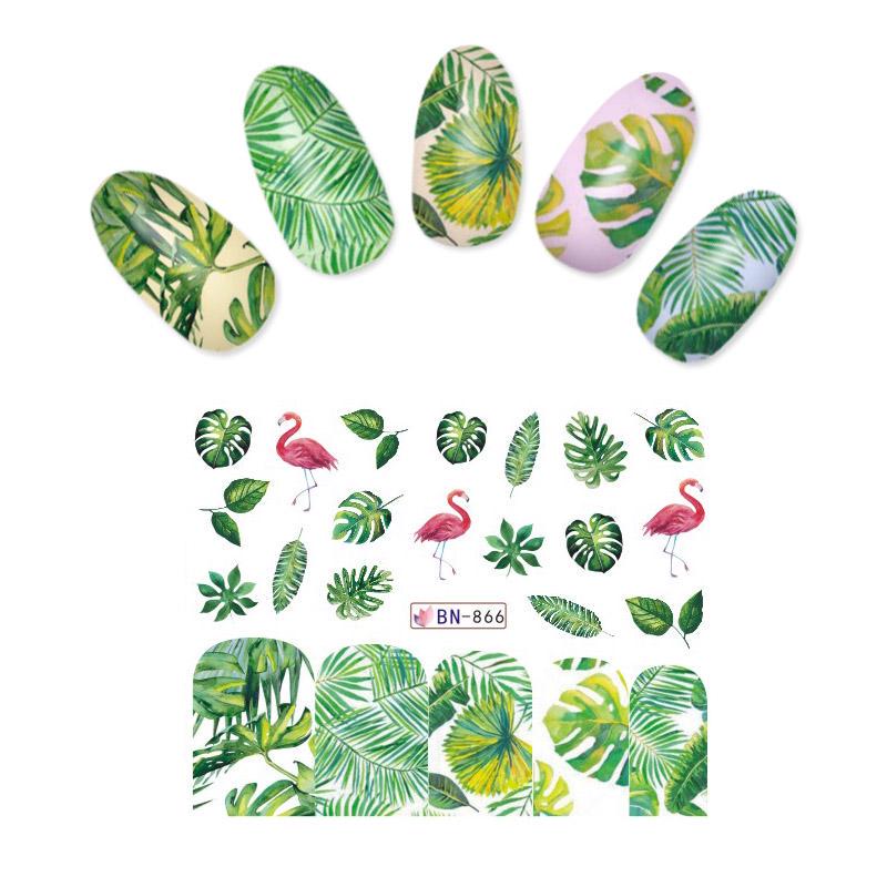

KADS Flamingo Flower Series Nail Art Stickers Water Transfer Decal DIY Manicure Nails Decorations