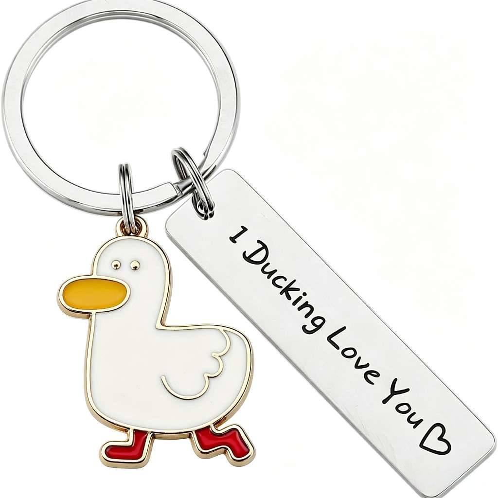 Duck Keychain Stainless Steel | Engraved Duck Accessories for Car Keys
