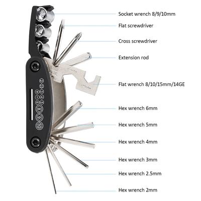16 in 1 Tragbare Fahrradwerkzeugsets Fahrrad Multi Reparaturwerkzeugsatz Mountainbike Sechskant Speichenschlüssel Mountainbike Schraubendreherwerkzeug