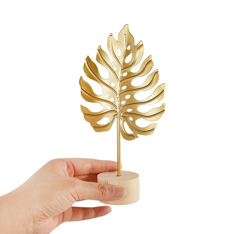 Goldenes Ginkgoblatt Feder Dekoration Kreatives Licht Luxus Metallhandwerk Ornament Desktop Pflanzen Skulptur Heim Büro Party Dekor