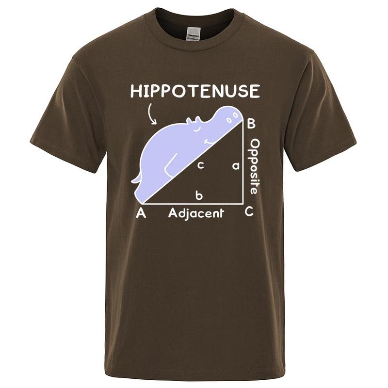 Hippo Sleeping On Math Problem Print Unisex Tshirts Summer Breathable ONeck Short Sleeve Haruku Loose Tshirt Cotton Tops