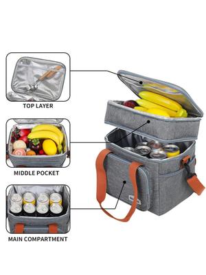 Tragbare Doppelschichtige Lunchtaschen Lebensmittelbox Langlebige Camping Oxford Rucksäcke Kühlbox Großes Fassungsvermögen Picknick Langlebiges BBQ Outdoor BBQ