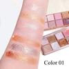 Eyeshadow Palette Including Matte and Shimmering Glitter Options in Brown, Golden, Nude, Purple, and Silvery, Ideal for Festival Makeup