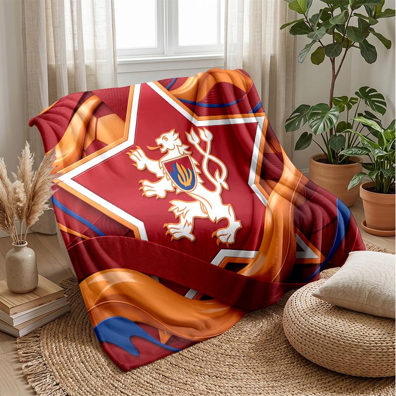 Czech Republi Football Printed Flannel Blanket Skin Friendly Warm Decorative Throw for Indoor Couch Bed Daily Use