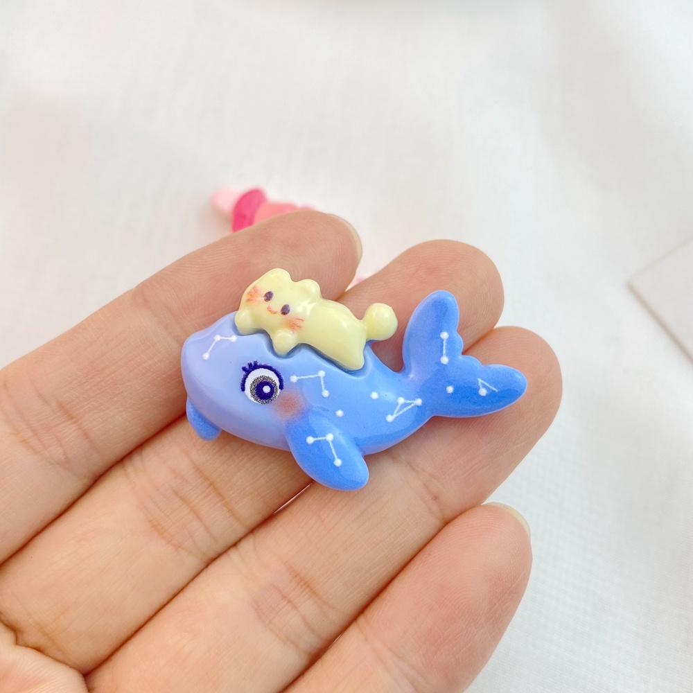7Pcs New Cute Mini Cartoon Whale, Octopus, Turtle, Seahorse Series Flat Back Ornament Jewelry Bows Accessories