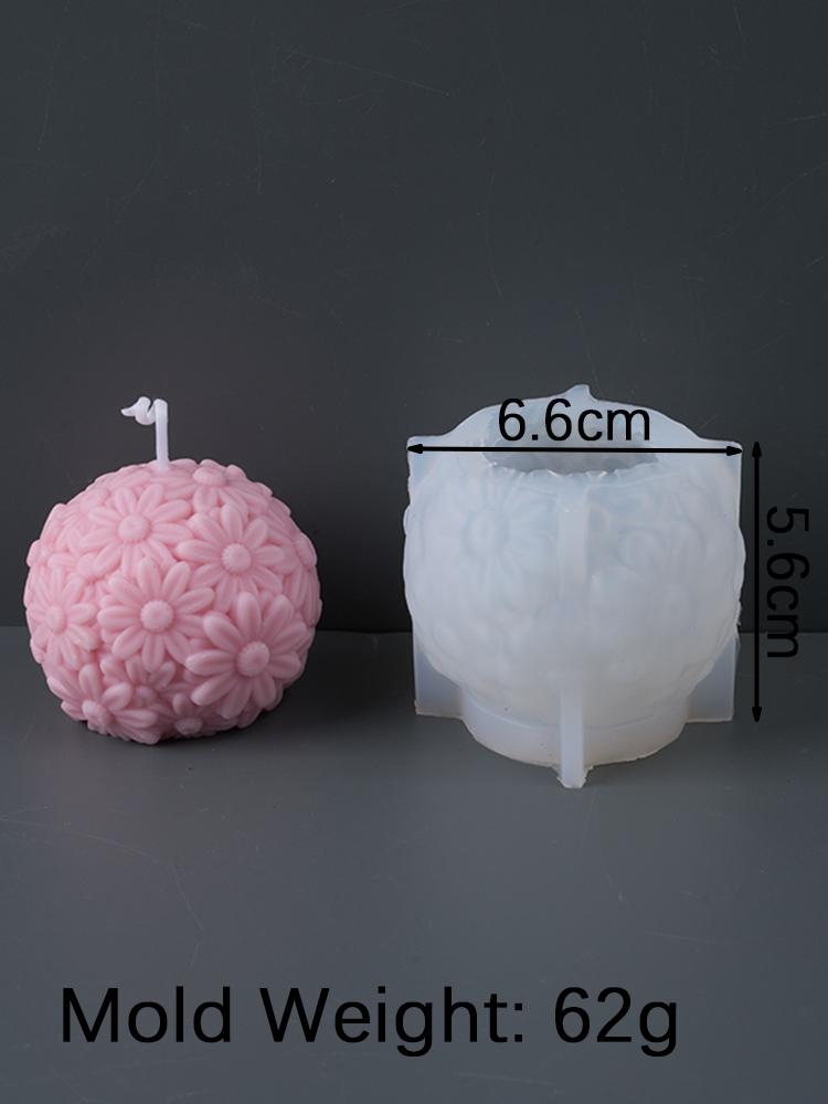 

Flower Ball Candle Silicone Mold DIY Relief Frangipani Daisy Spherical Craft Making Kit Soap Plaster Resin Casting Molds Home De