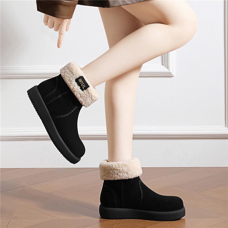 Snow boots women's new winter fluffy versatile thick-soled piled thickened warm cotton shoes non-slip cigarette tube winter boots